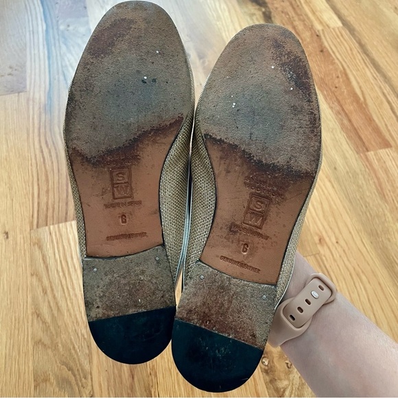 Stubbs and Wootton Leather Woven Metallic Neutral Silver Mules Slides Flats Sz 6 - Picture 5 of 6